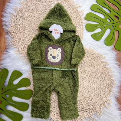 Macacão de Pelinho Sherpa Leão com Capuz - Petutinha